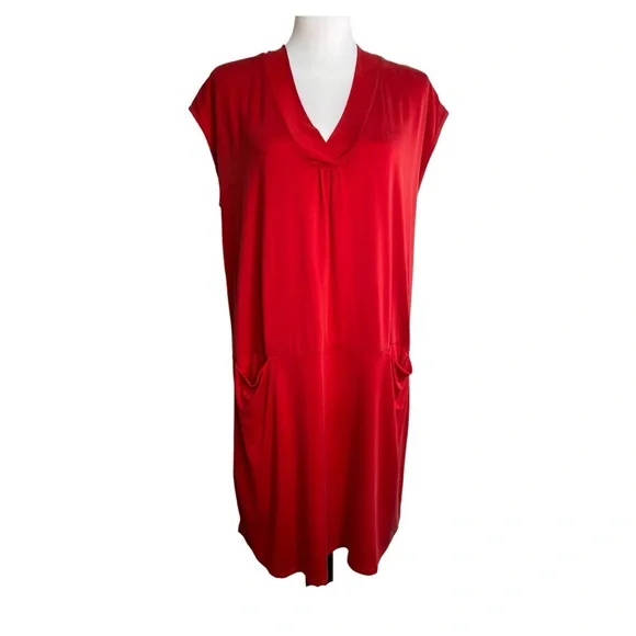 Dolan Left‎ Coast Red Tunic Dress Size S Loose Fit Minimalist Lagenlook Resort - Picture 2 of 11